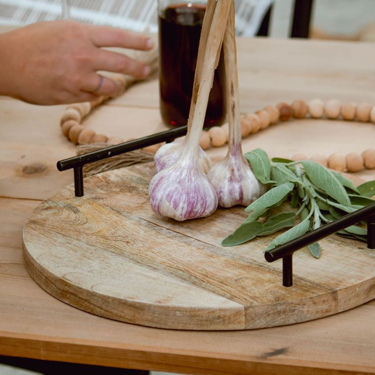 Metal and Wood Tray